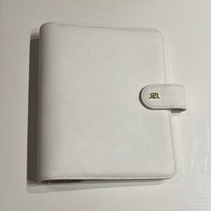 Day Designer White Vegan Leather A5 Rings Agenda Cover
